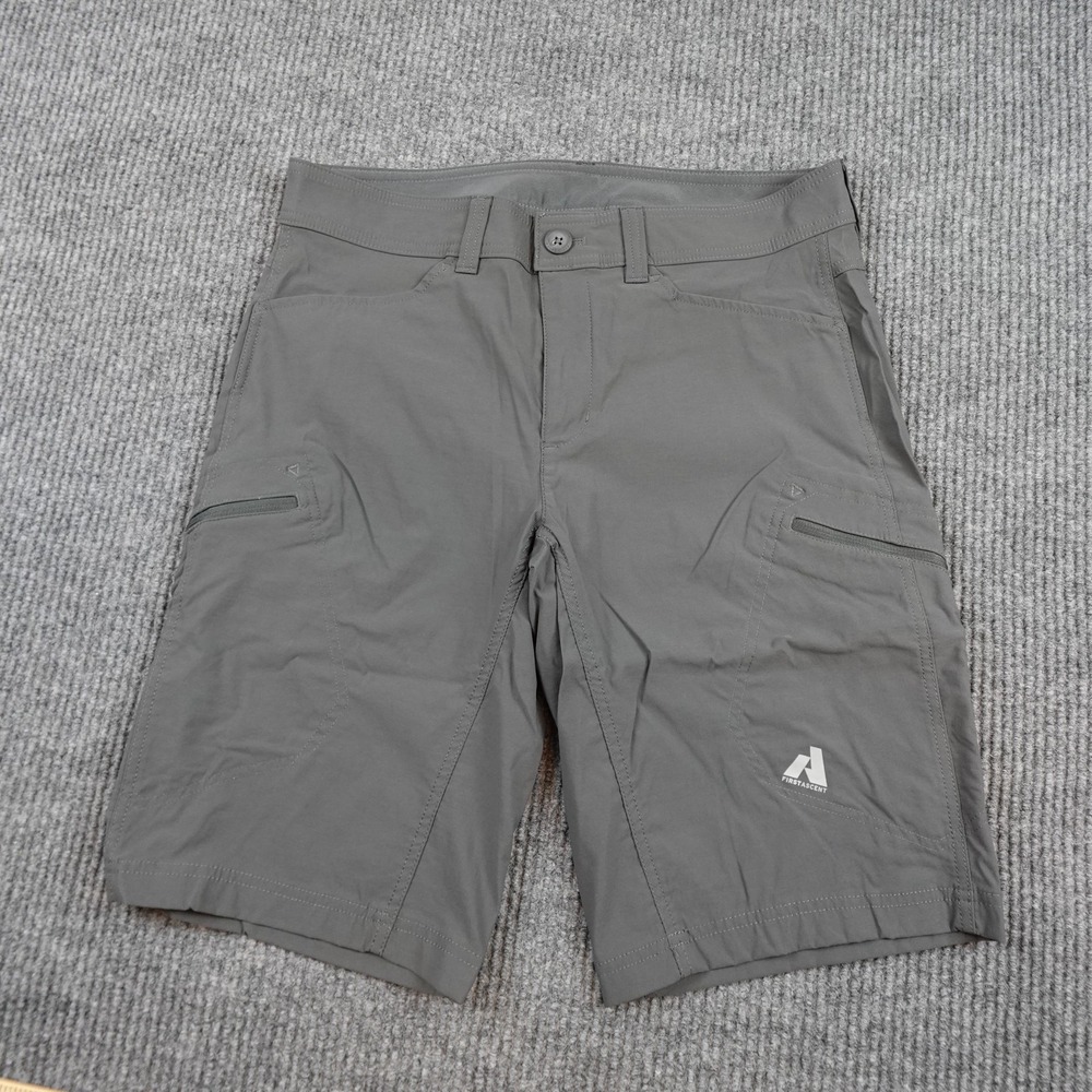 Eddie Bauer First Ascent Shorts Mens 34 Gray Nylon Stretch Hiking Zip Pockets